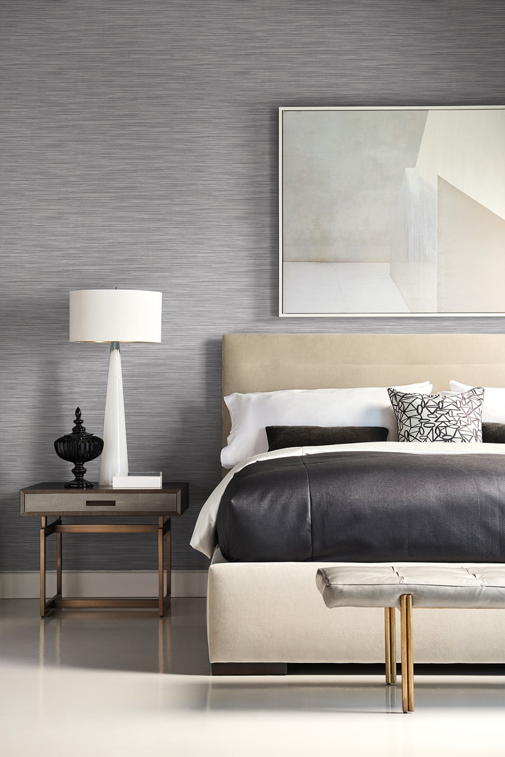 Lillian August Reef Embossed Vinyl Charcoal Wallpaper Sample LN11300