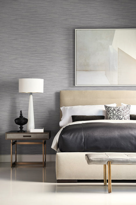 Lillian August Reef Embossed Vinyl Charcoal Wallpaper Sample LN11300