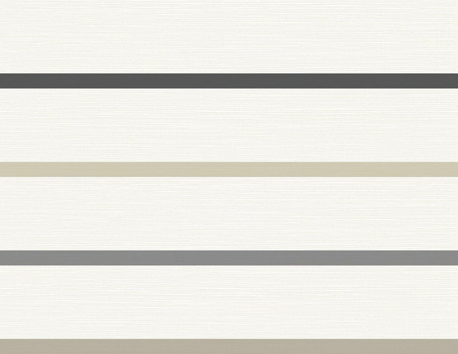 Lillian August Crew Stripe Ivory, Wrought Iron, And Sand Dollar Wallpaper Sample LN11400