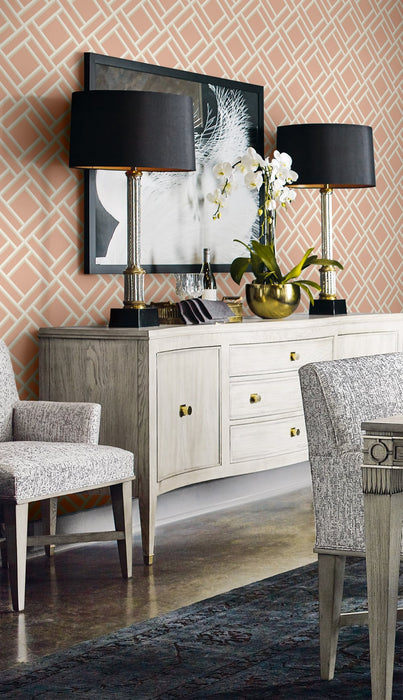 Lillian August Block Trellis Melon And Arrowroot Wallpaper LN11501