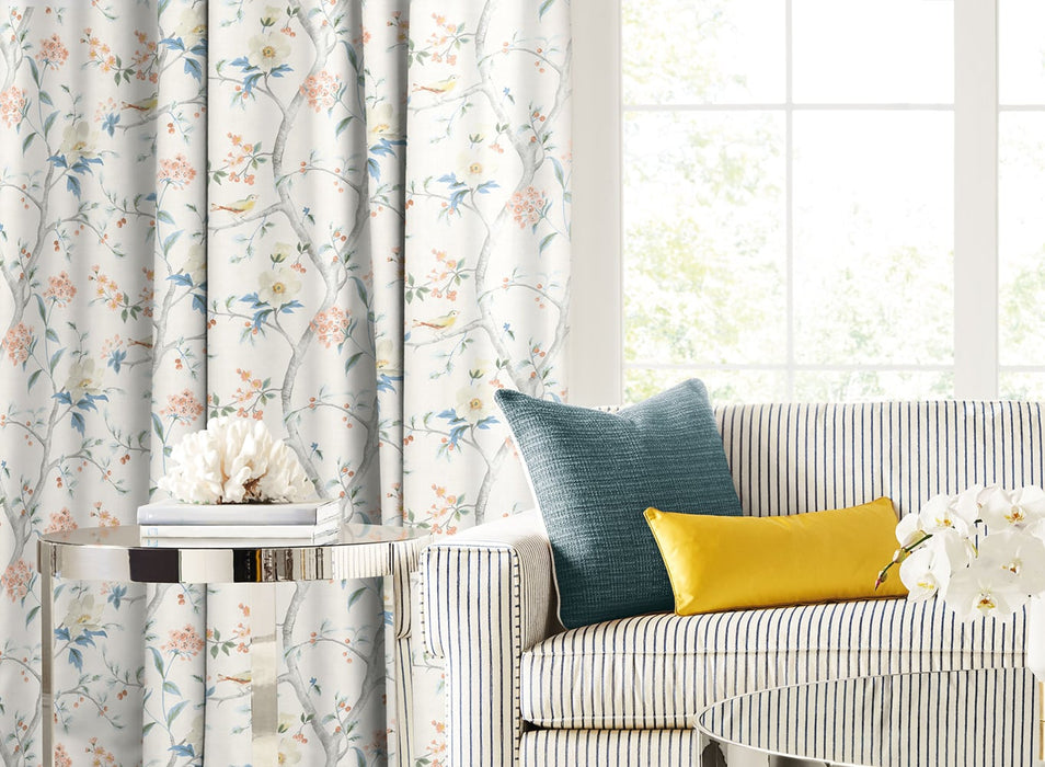 Lillian August Southport Floral Trail Fabric Eggshell, Melon, And Carolina Blue Fabric LN11901F