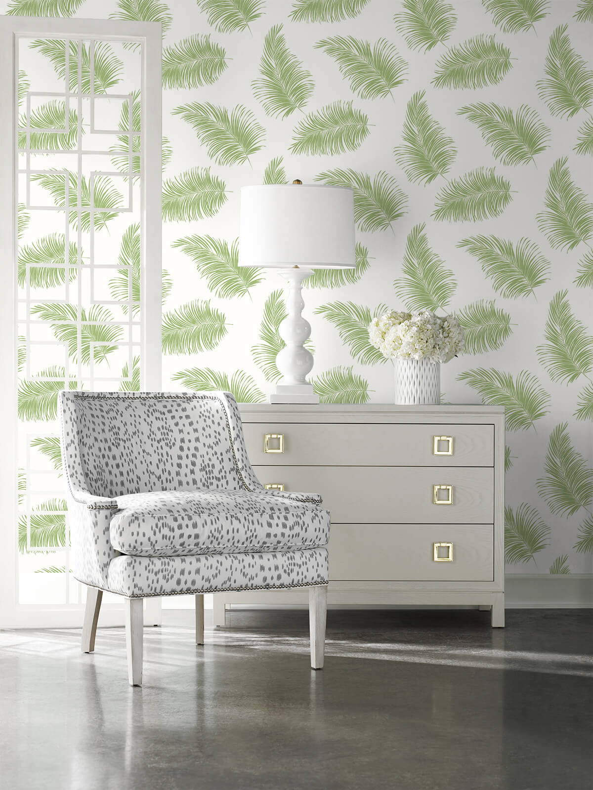 Lillian August Tossed Palm Summer Fern Wallpaper Sample LN20304