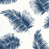 Lillian August Tossed Palm White & Navy Wallpaper LN20312