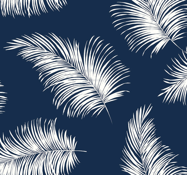 Lillian August Tossed Palm Navy Blue Wallpaper Sample LN20322