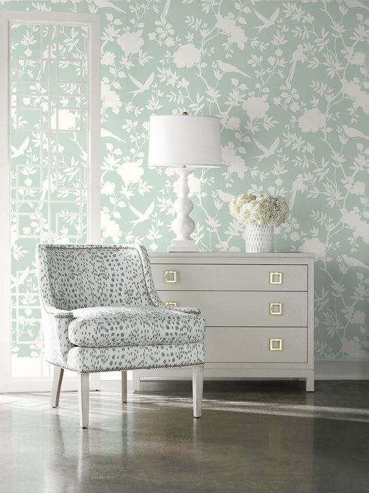 Lillian August Mono Toile Seaglass Wallpaper LN20504