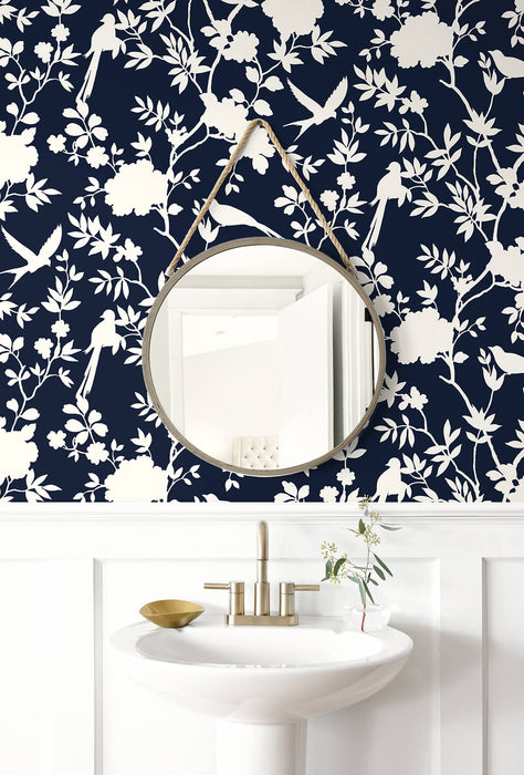 Lillian August Mono Toile Midnight Blue Wallpaper LN20522