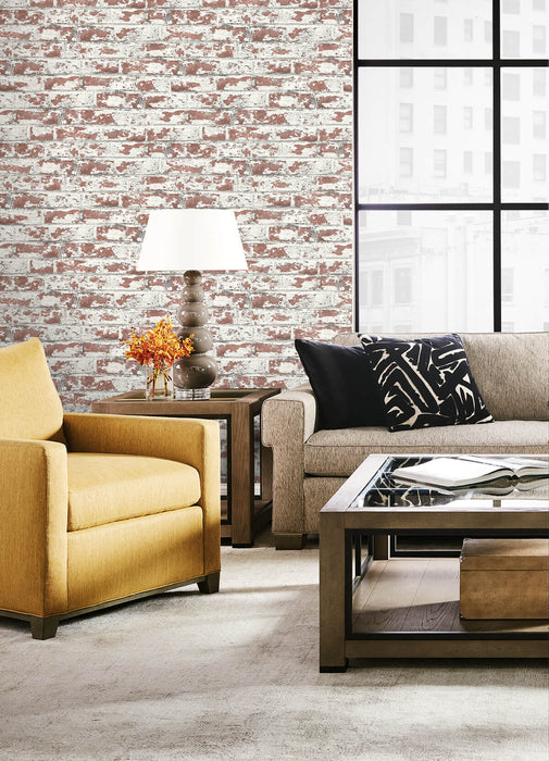 Lillian August Soho Brick Terra Cotta Wallpaper LN20901