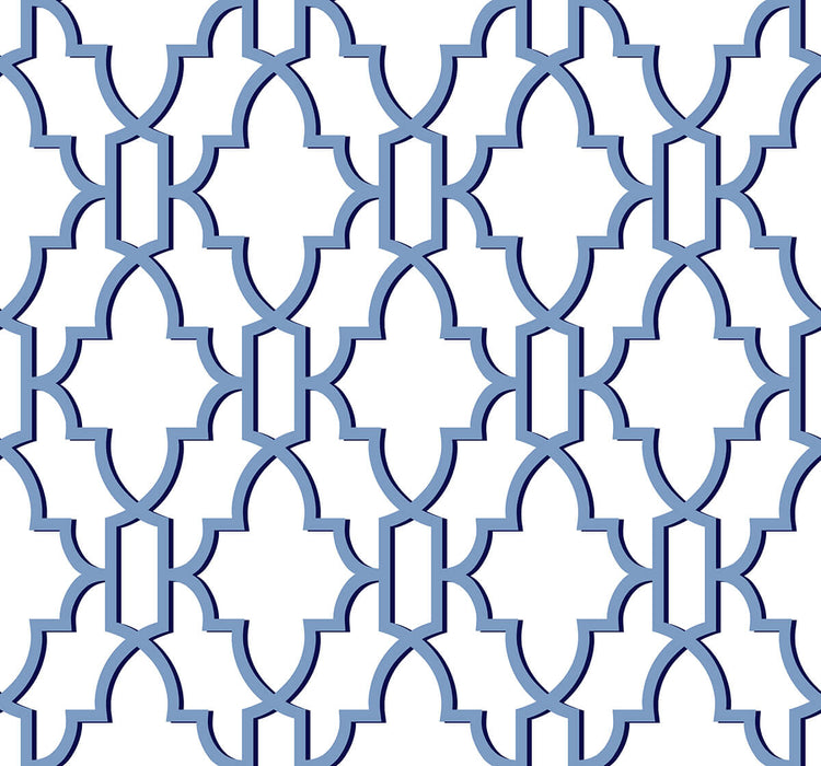 Lillian August Coastal Lattice Riviera Blue Wallpaper Sample LN21102