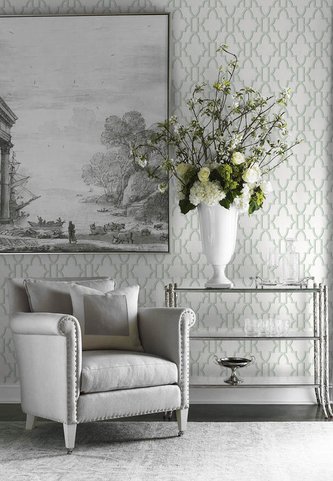 Lillian August Coastal Lattice Seaglass Wallpaper LN21104