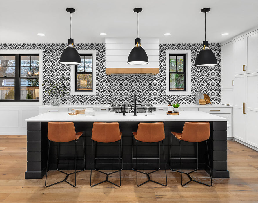 Lillian August Porto Tile Onyx Wallpaper LN21200