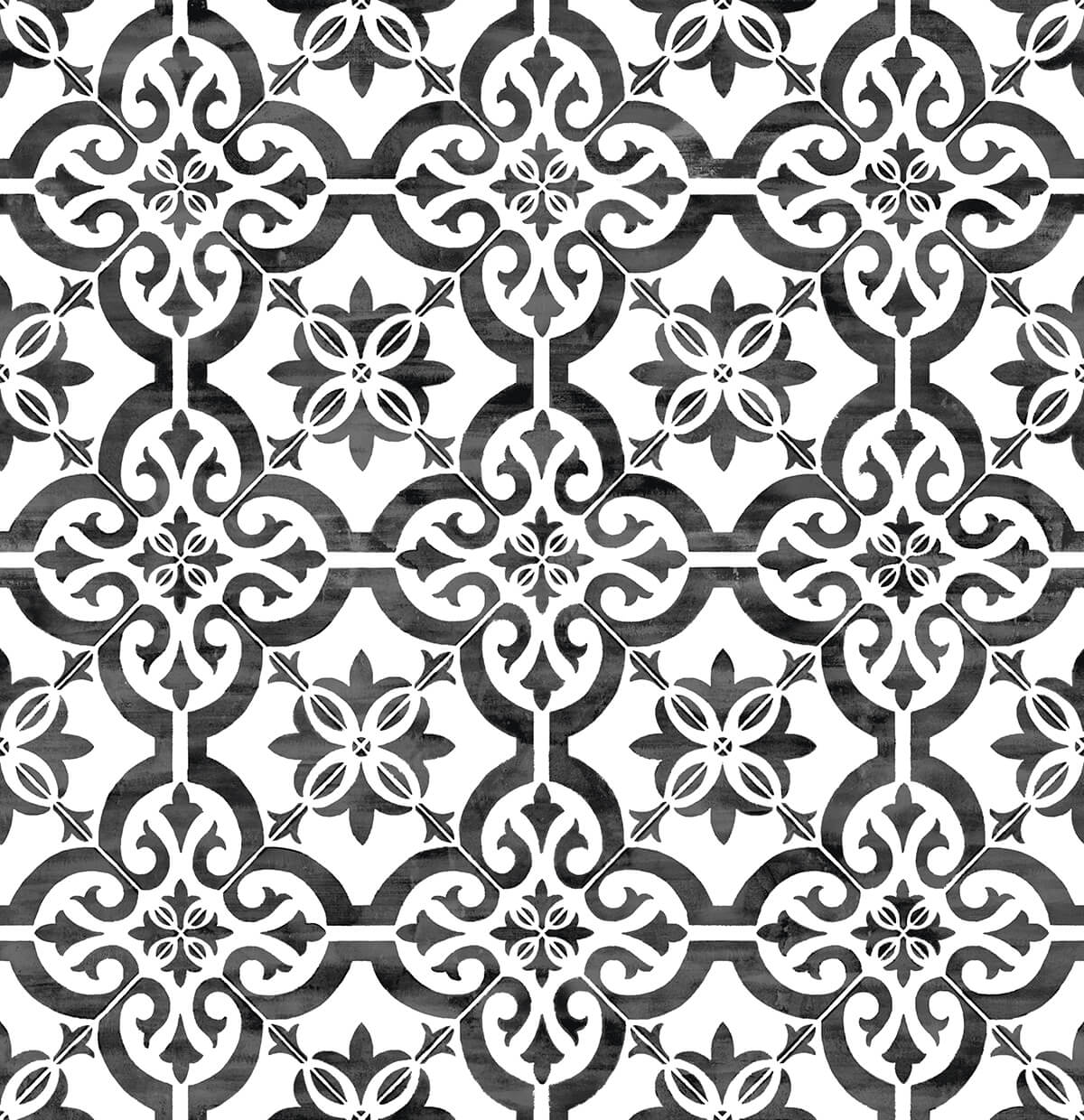 Lillian August Porto Tile Onyx Wallpaper LN21200