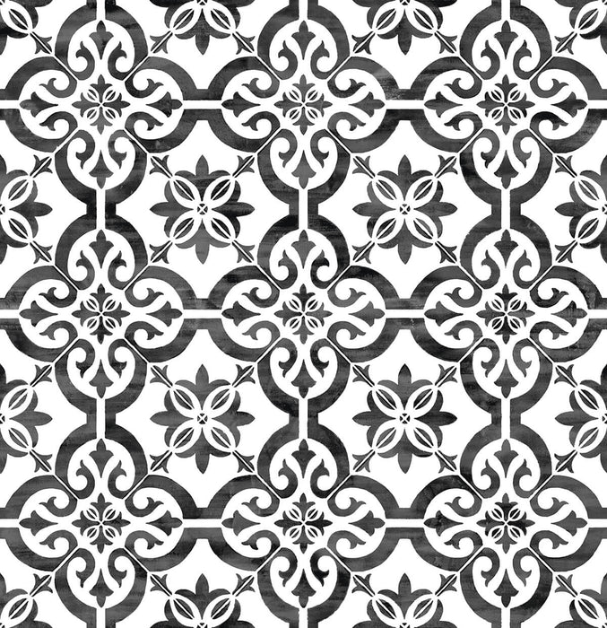 Lillian August Porto Tile Onyx Wallpaper LN21200