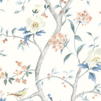 Lillian August Floral Trail Melon & Carolina Blue Wallpaper LN21301