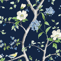 Lillian August Floral Trail Navy Blue & Spring Green Wallpaper LN21312