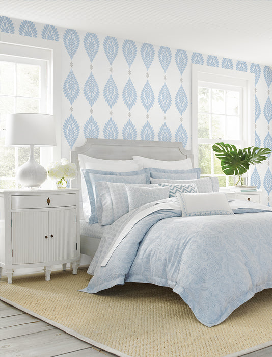 Lillian August Palm Frond Blue Skies & Daydream Grey Wallpaper Sample LN21402