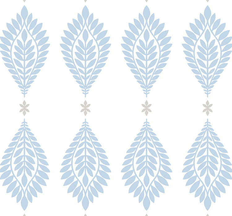 Lillian August Palm Frond Blue Skies & Daydream Grey Wallpaper Sample LN21402