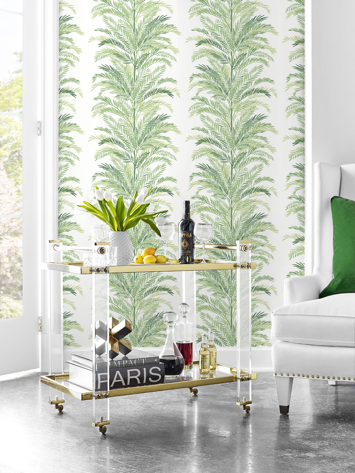 Lillian August Keana Palm Paradise Green Wallpaper Sample LN30104