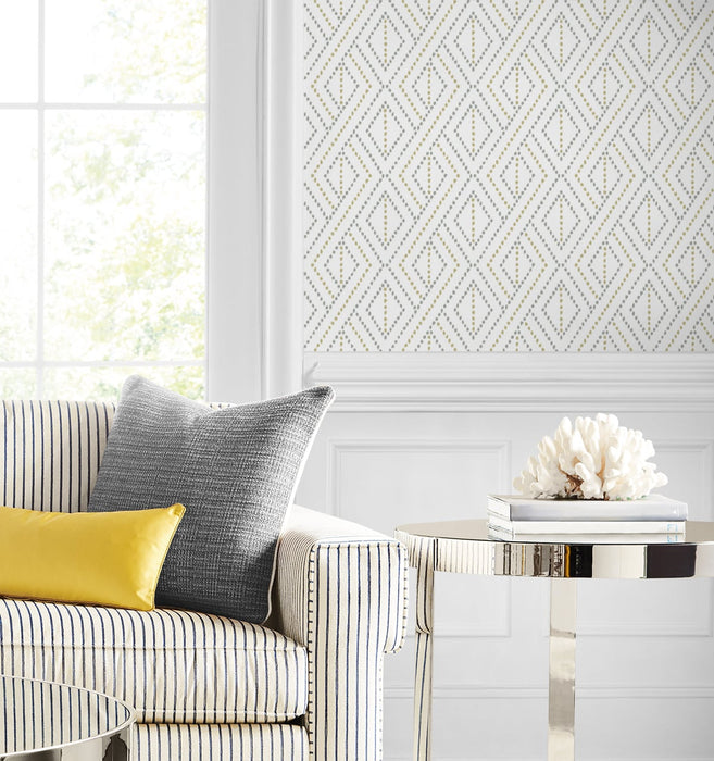 Lillian August Boho Grid Argos Grey & Yellow Wallpaper LN30208
