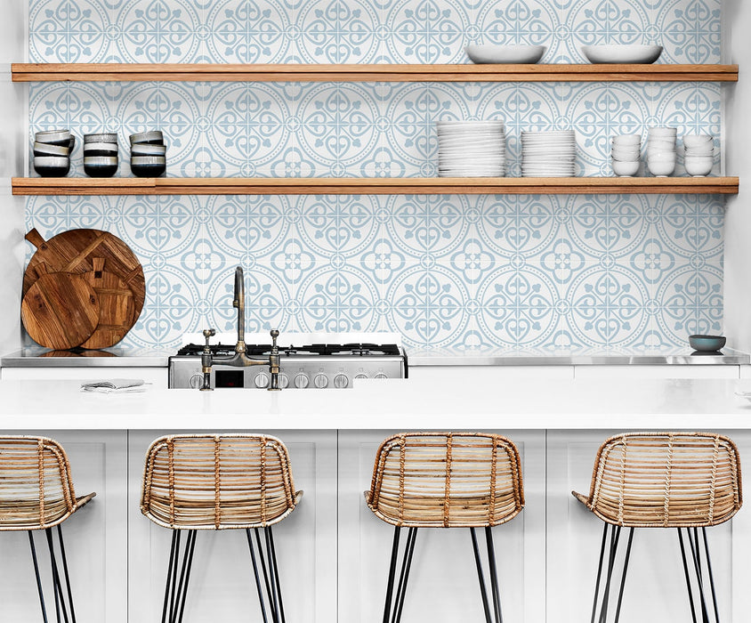 Lillian August Villa Mar Tile Hampton Blue Wallpaper LN30302