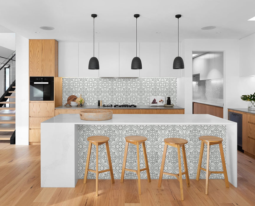 Lillian August Villa Mar Tile Harbor Mist Wallpaper Sample LN30308