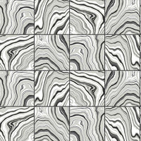 Lillian August Marbled Tile Ebony & Metallic Silver Wallpaper LN30600