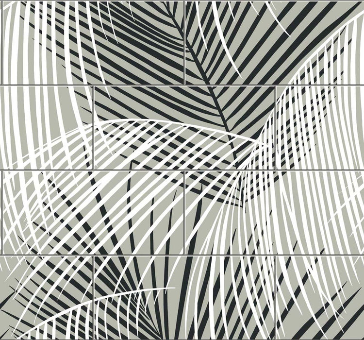 Lillian August Palm Tile Ebony & Fieldstone Wallpaper LN30700