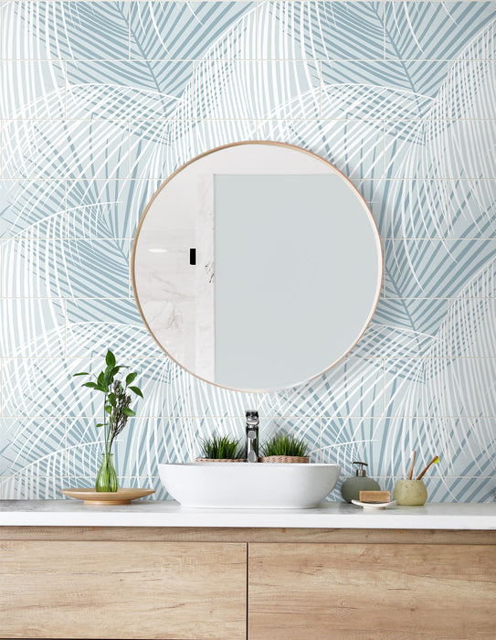 Lillian August Palm Tile Summer Skies Wallpaper LN30712