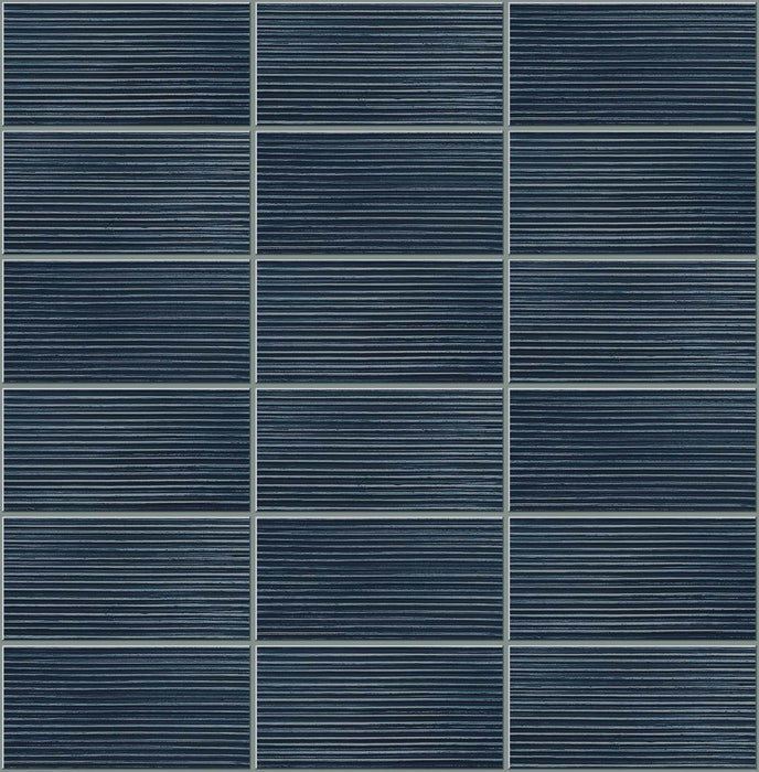 Lillian August Rib Tile Denim Blue Wallpaper LN30812