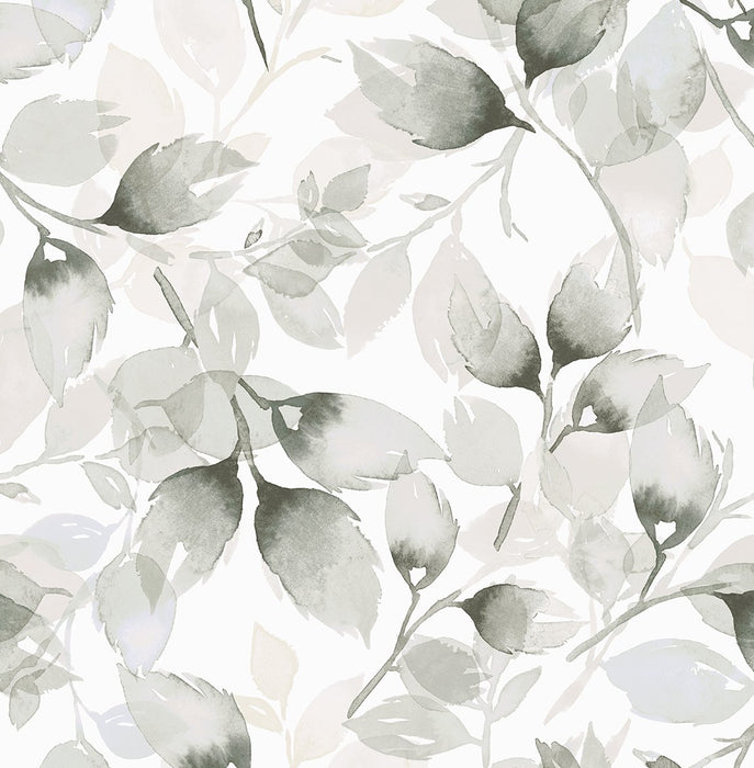 Lillian August Watercolor Tossed Leaves Sea Salt & Harbor Mist Wallpaper Sample LN31110
