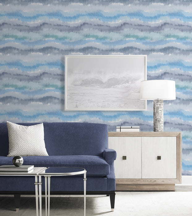 Lillian August Ikat Waves Lakeside Wallpaper Sample LN31202