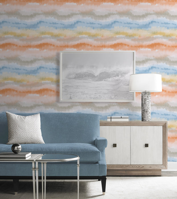 Lillian August Ikat Waves Sunset Wallpaper Sample LN31203