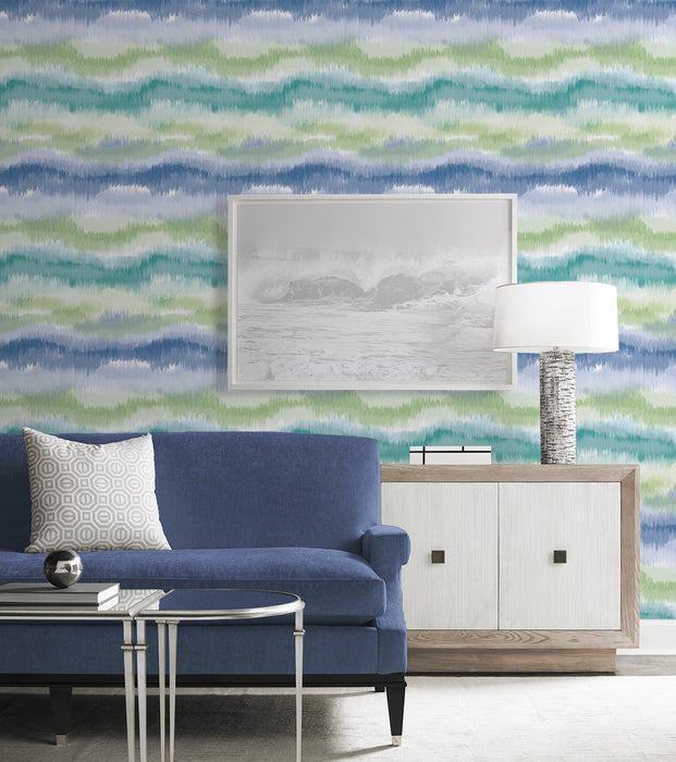 Lillian August Ikat Waves Seaglass Wallpaper Sample LN31204