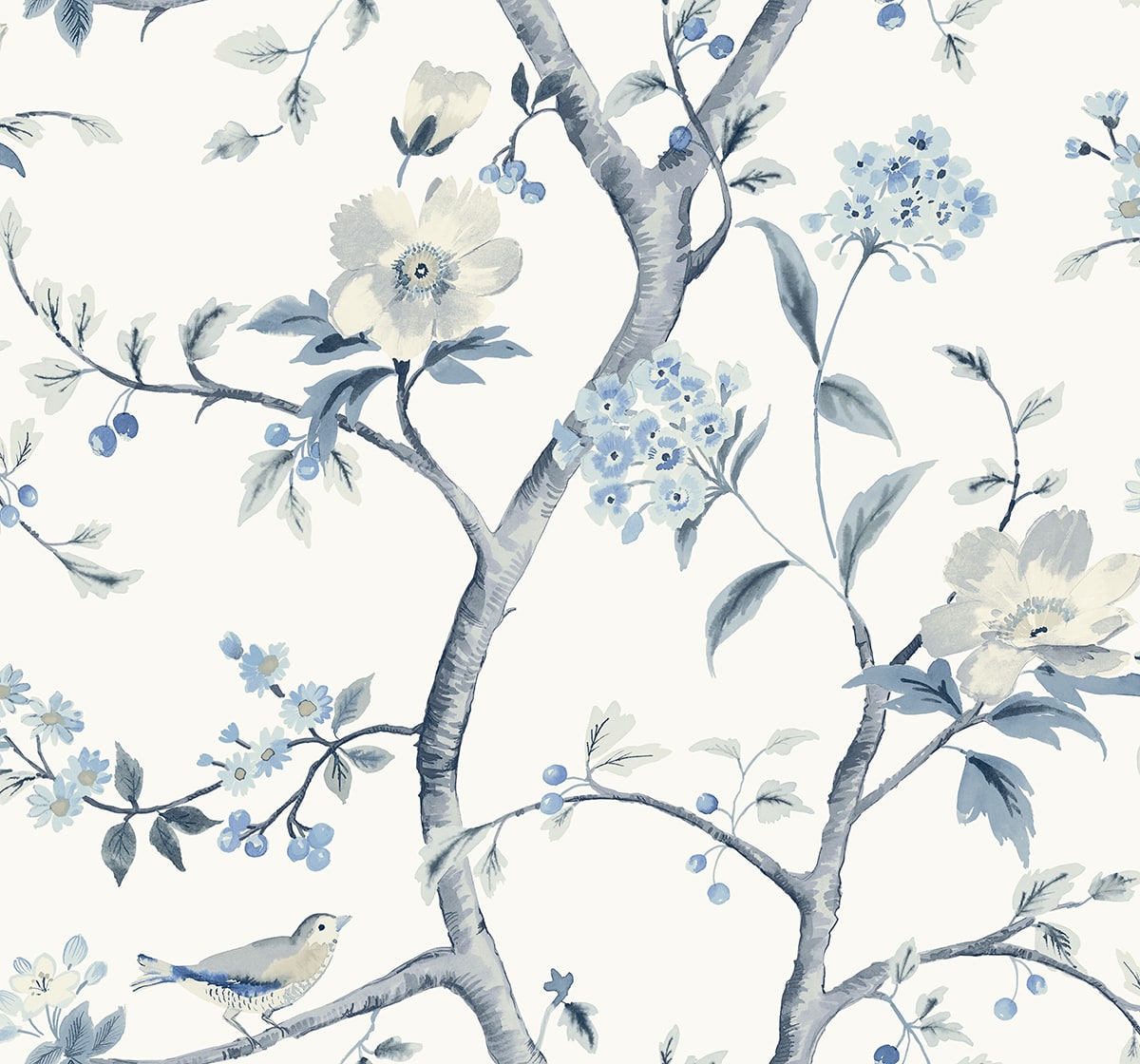 Lillian August Sparrow Haven  Breezy Blue Wallpaper Sample LN40002