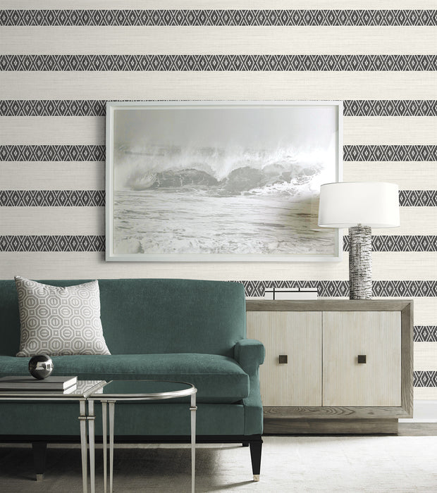 Lillian August Alani Geo Stripe Charcoal Wallpaper LN40100