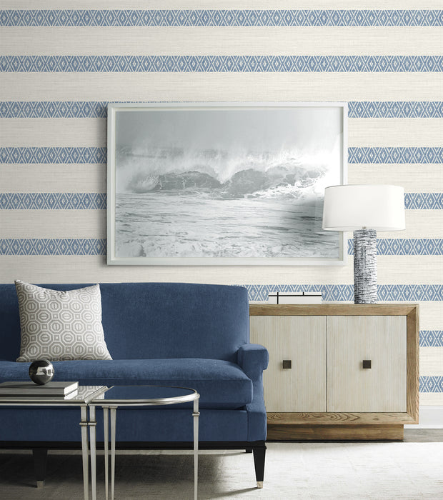 Lillian August Alani Geo Stripe Blue Bell Wallpaper LN40102