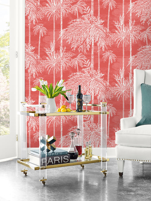 Lillian August Palm Grove  Coral Wallpaper Sample LN40201