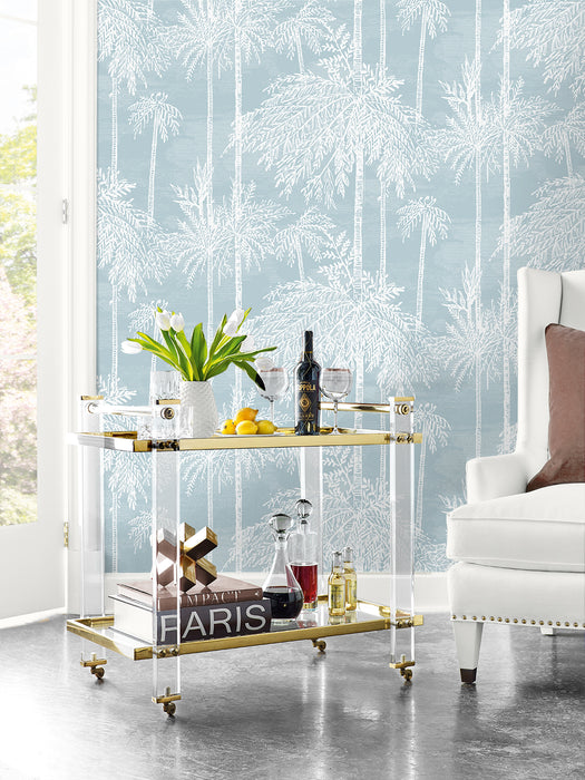 Lillian August Palm Grove  Hampton Blue Wallpaper Sample LN40202