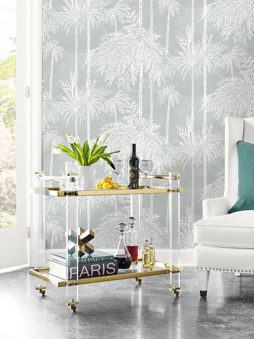 Lillian August Palm Grove  Misty Wallpaper Sample LN40208