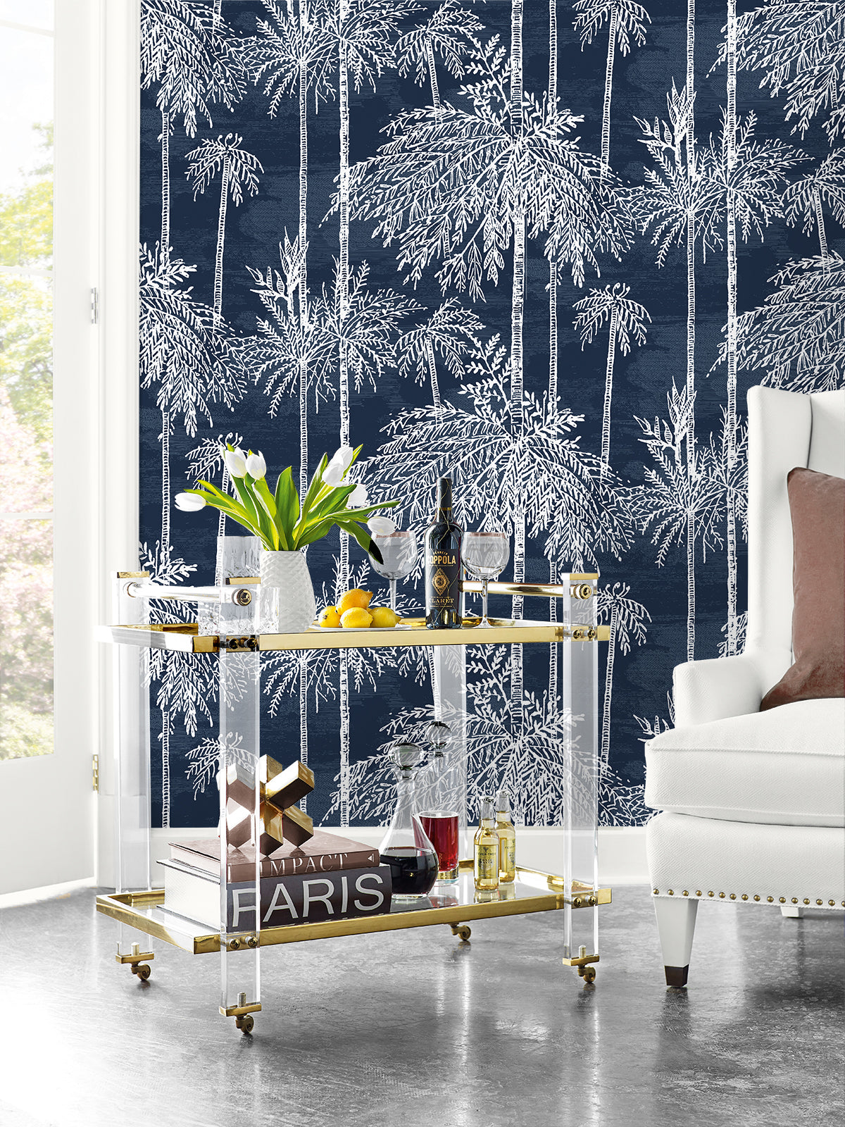 Lillian August Palm Grove  Midnight Sky Wallpaper Sample LN40212