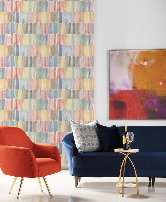 Lillian August Arielle Abstract Stripe Summer Sky Wallpaper Sample LN40301