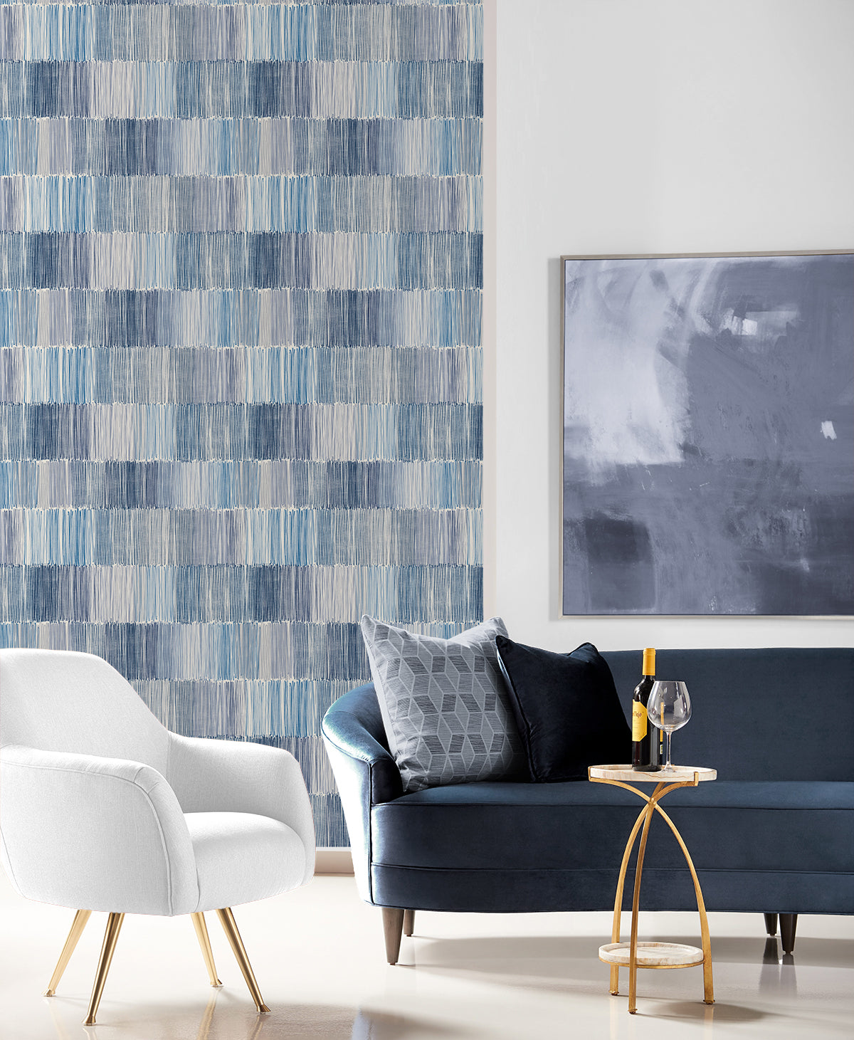 Lillian August Arielle Abstract Stripe Oceanic Wallpaper Sample LN40302