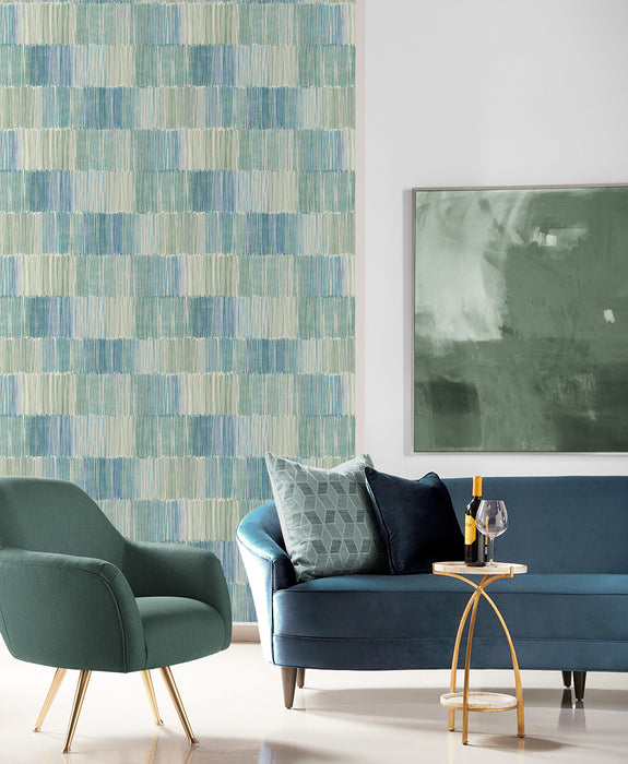 Lillian August Arielle Abstract Stripe Lakeside Wallpaper Sample LN40304