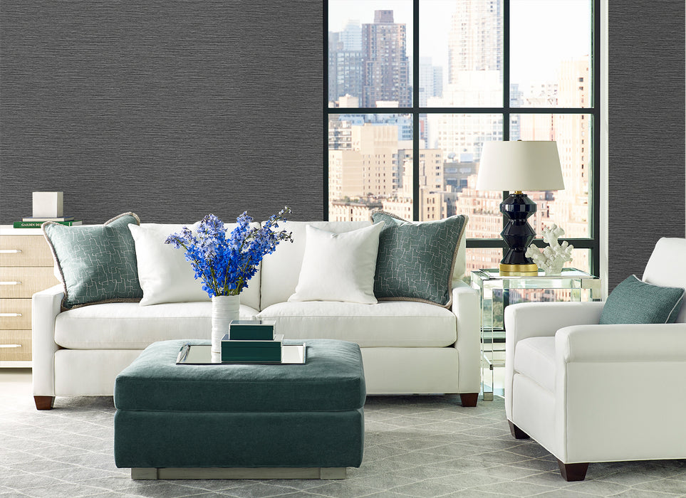 Lillian August Tiger Island Faux Sisal Charcoal Wallpaper Sample LN40400