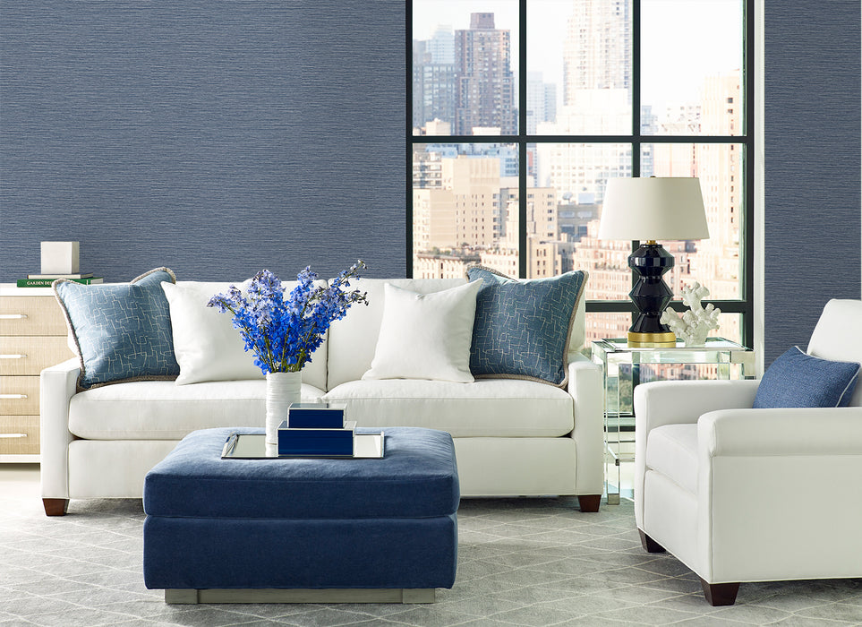 Lillian August Tiger Island Faux Sisal Denim Blue Wallpaper Sample LN40402