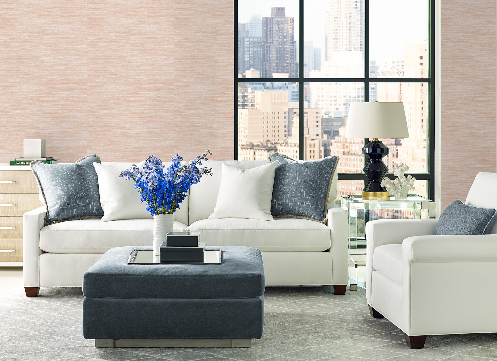 Lillian August Tiger Island Faux Sisal Blush Wallpaper Sample LN40406