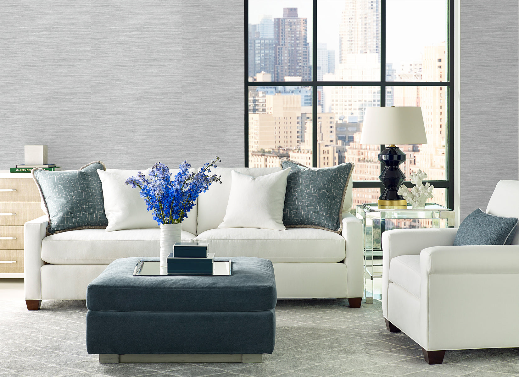 Lillian August Tiger Island Faux Sisal Morning Fog Wallpaper Sample LN40408