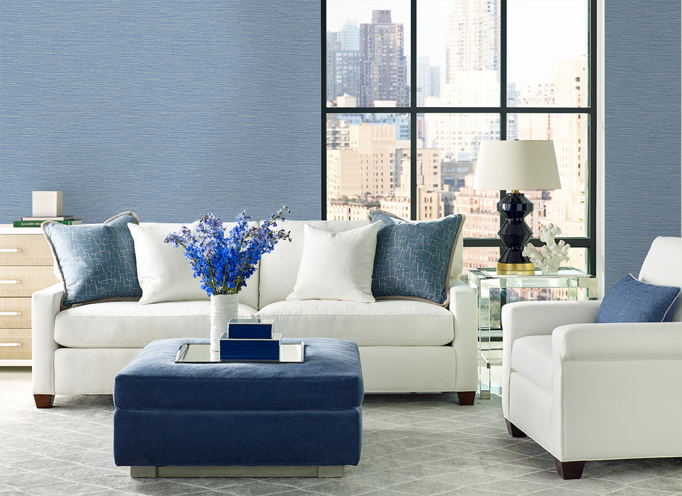 Lillian August Tiger Island Faux Sisal Riviera Blue Wallpaper Sample LN40422