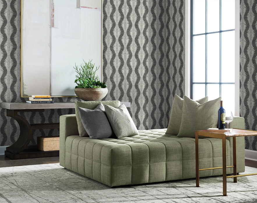 Lillian August Carina Leaf Ogee Charcoal Wallpaper LN40500