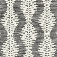 Lillian August Carina Leaf Ogee Charcoal Wallpaper LN40500