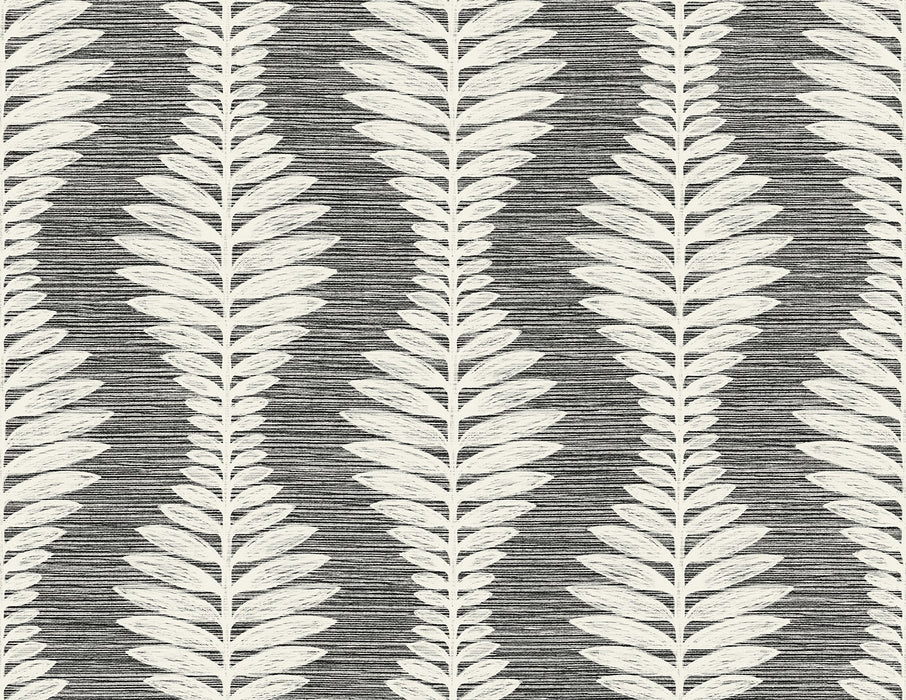 Lillian August Carina Leaf Ogee Charcoal Wallpaper LN40500